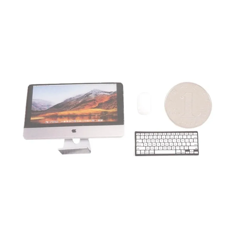 Dollhouse LCD Computer Set Keyboard Mouse Computing Monitor Model Doll Accessories Miniatures 1/12 Home Decor Decoration