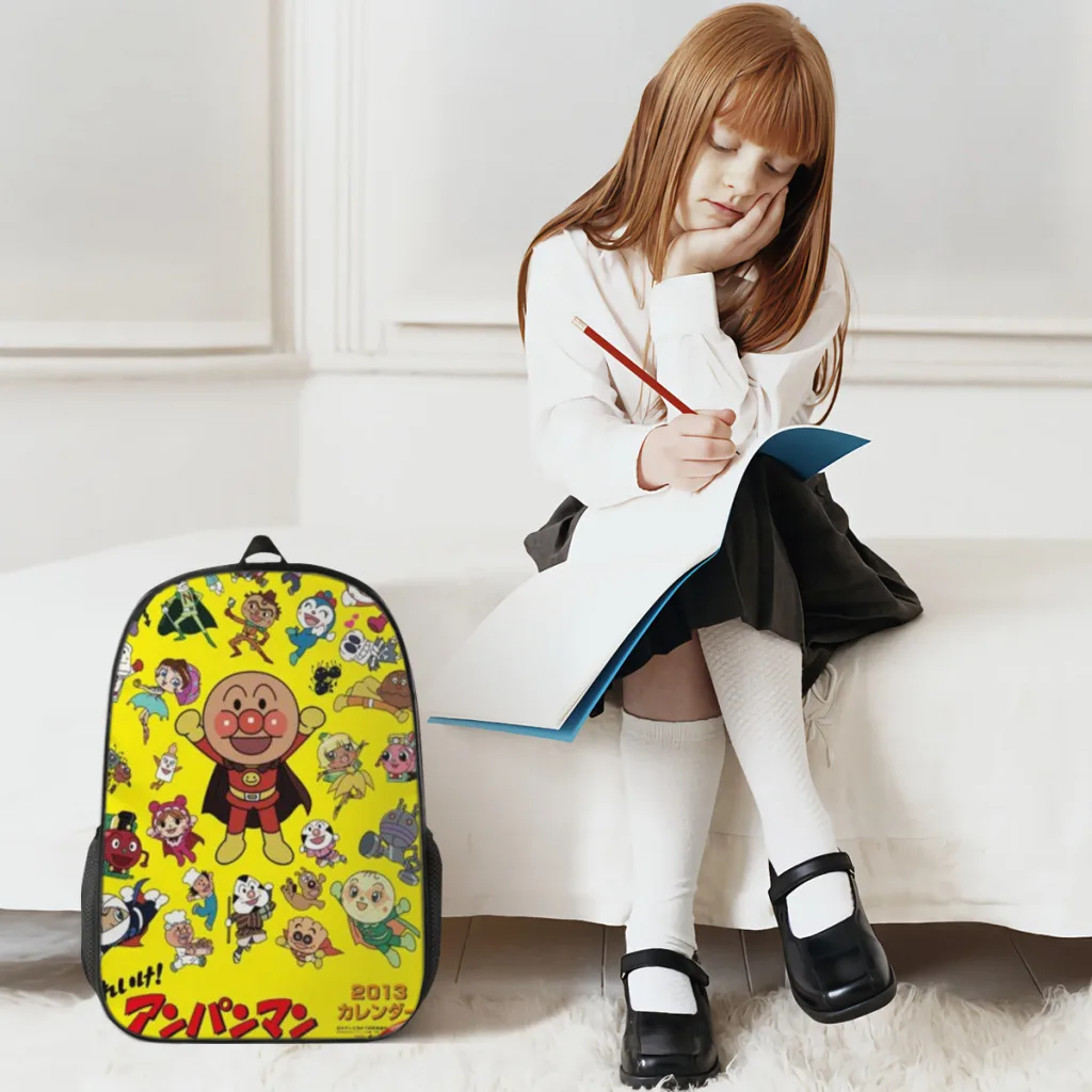 New Fashionable  Cute Anpanman Cartoon Backpack Bag Large Capacity Trendy Book Bag Multi-pockets Adjustable 17inch