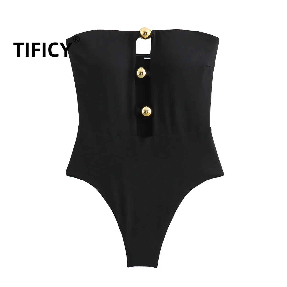 TIFICY Summer Sexy Bodysuit New Women's One-piece Neck Chest Wrapped Swimsuit with Hollowed Out Sexy Jumpsuit and Jumpsuit