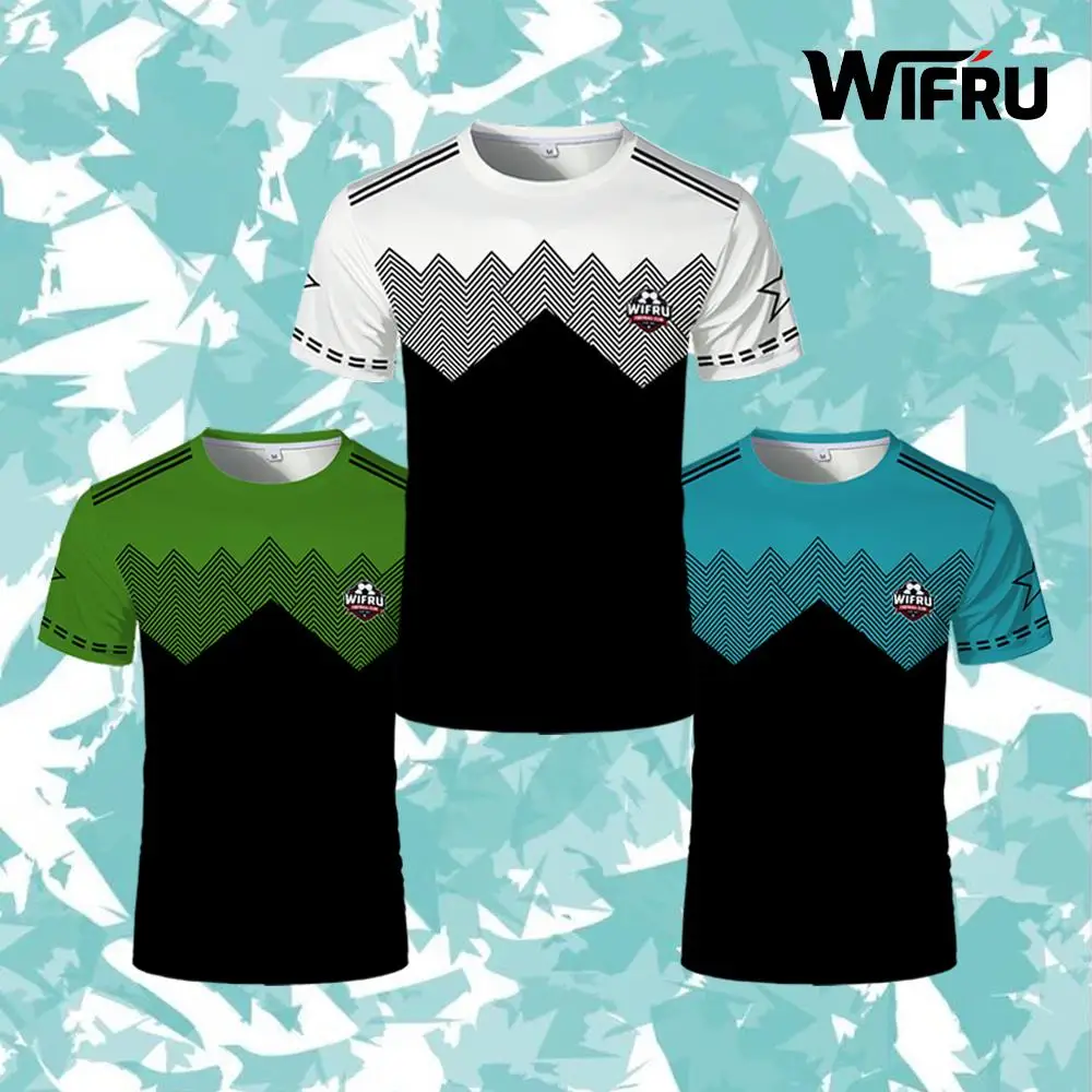 

Personality Creative Contrast Color Jersey Training Fitness Quick-drying Football T-shirt WIFRU Unisex Classic Round Neck Tops