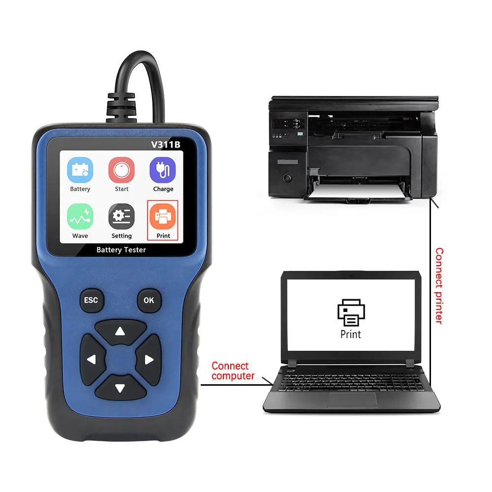 V311B Portable 12V Car Battery Tester Professional Automotive Vehicle Battery Diagnostic Testing Tool Auto Battery  Analyzer - view 3