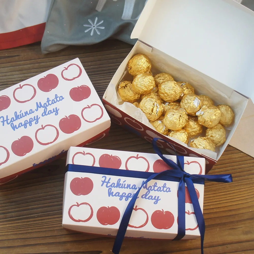 

17.5*10*7.5cm 10pcs Red Apple Paper Box Cookie Candy Candle Jam Bake DIY Christmas Wedding Birthday Party Gifts Packaging