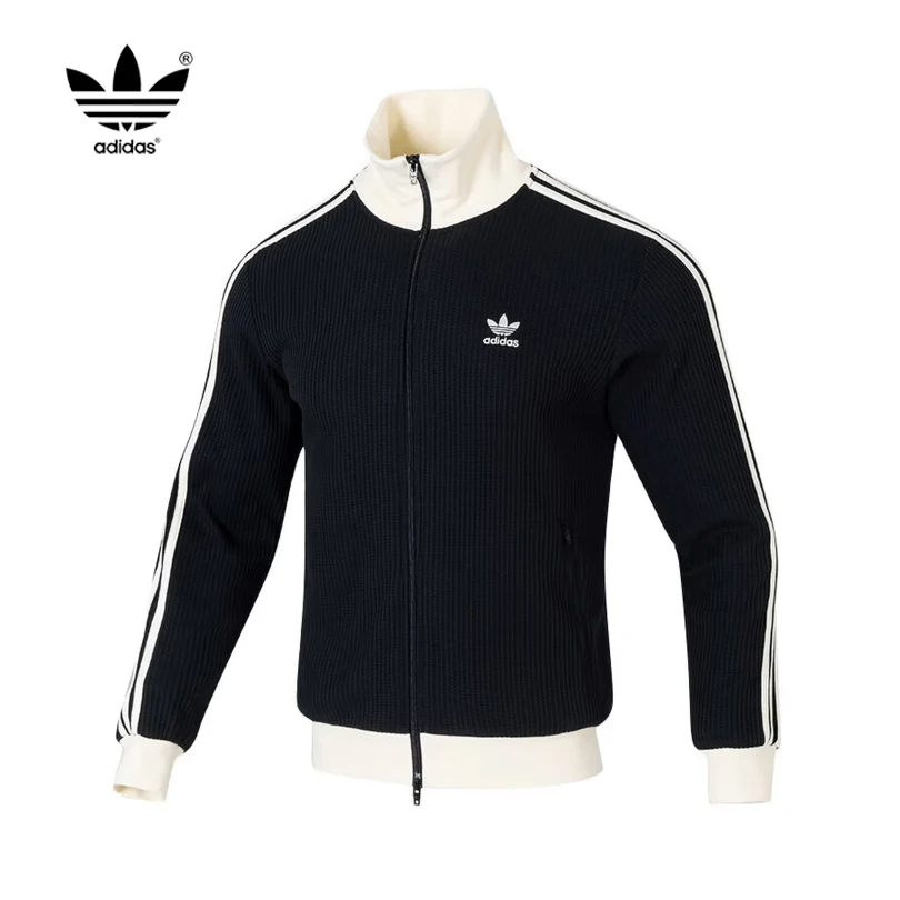 

Ветрозащитная трикотажная куртка-кардиган adidas Originals унисекс с воротником-стойкой, спортивная одежда для пар JW0110