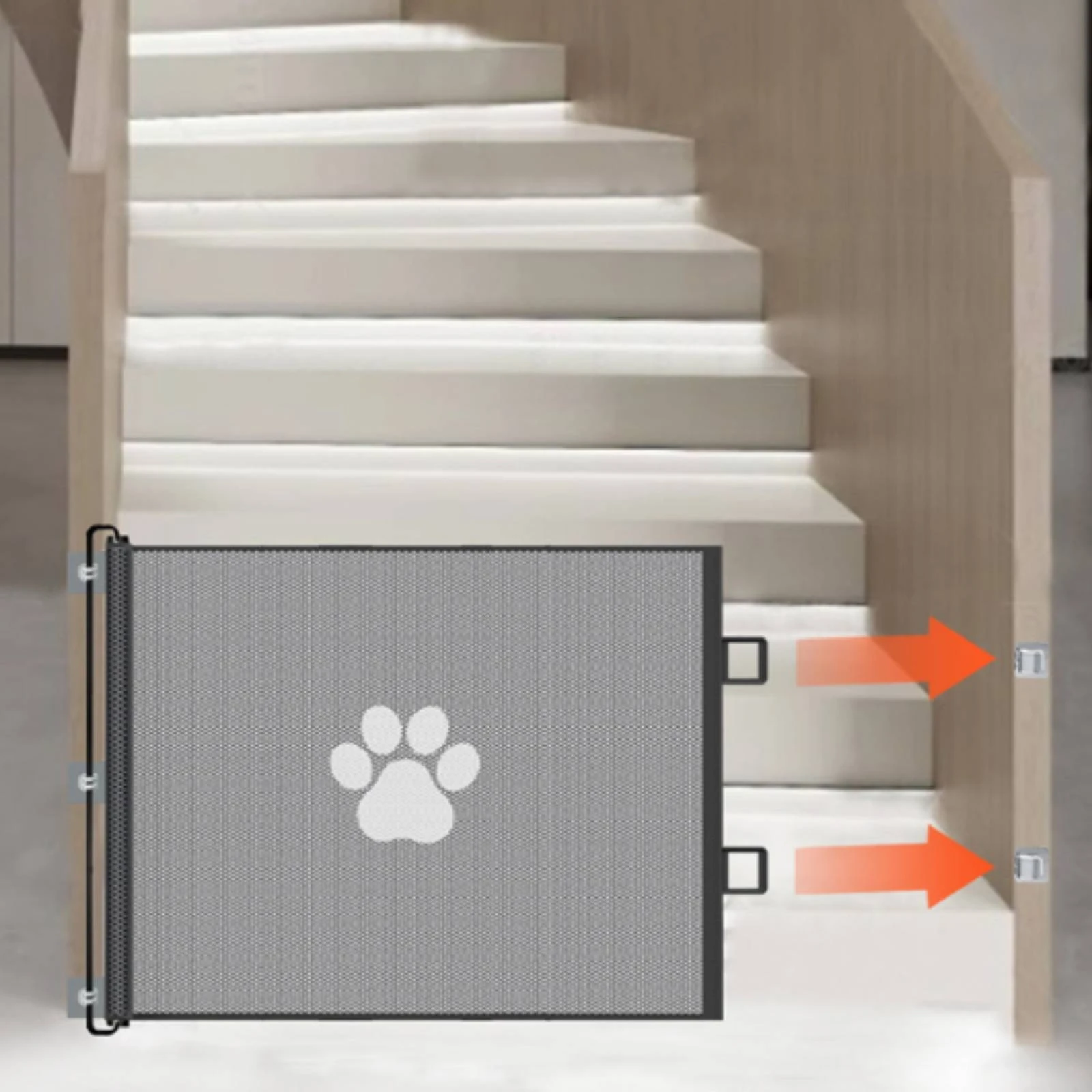 Retractable Pet Gate Scratch-Resistant Mesh Pet Gate Safety Barrier Compact Long-Lasting for Dogs, Doorways, Hallways