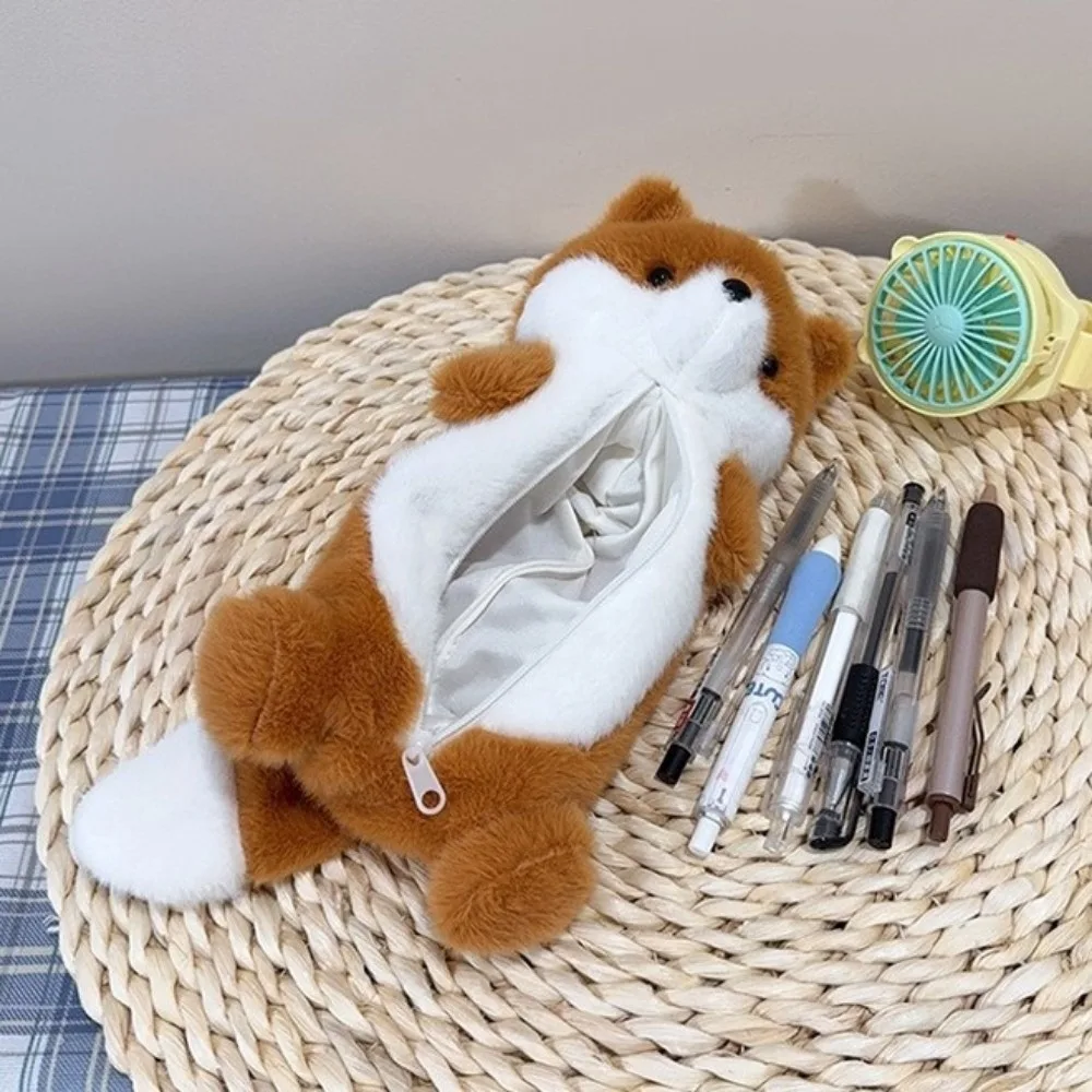 Cartoon Standing Otter Plush Crossbody Bag Large-capacity Portable Pencil Case Cute Plush Plush Stuffed Otter Shoulder Bag Girls