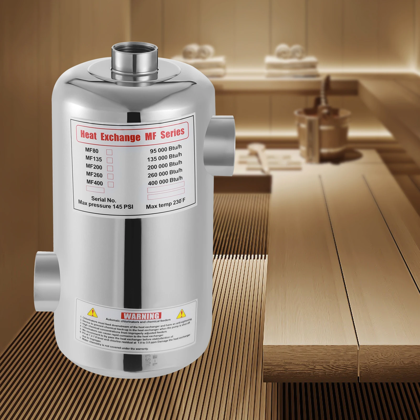 28 kW 292 x 134 mm Wärmetauscher Schwimmbadheizung 304 Edelstahl für …