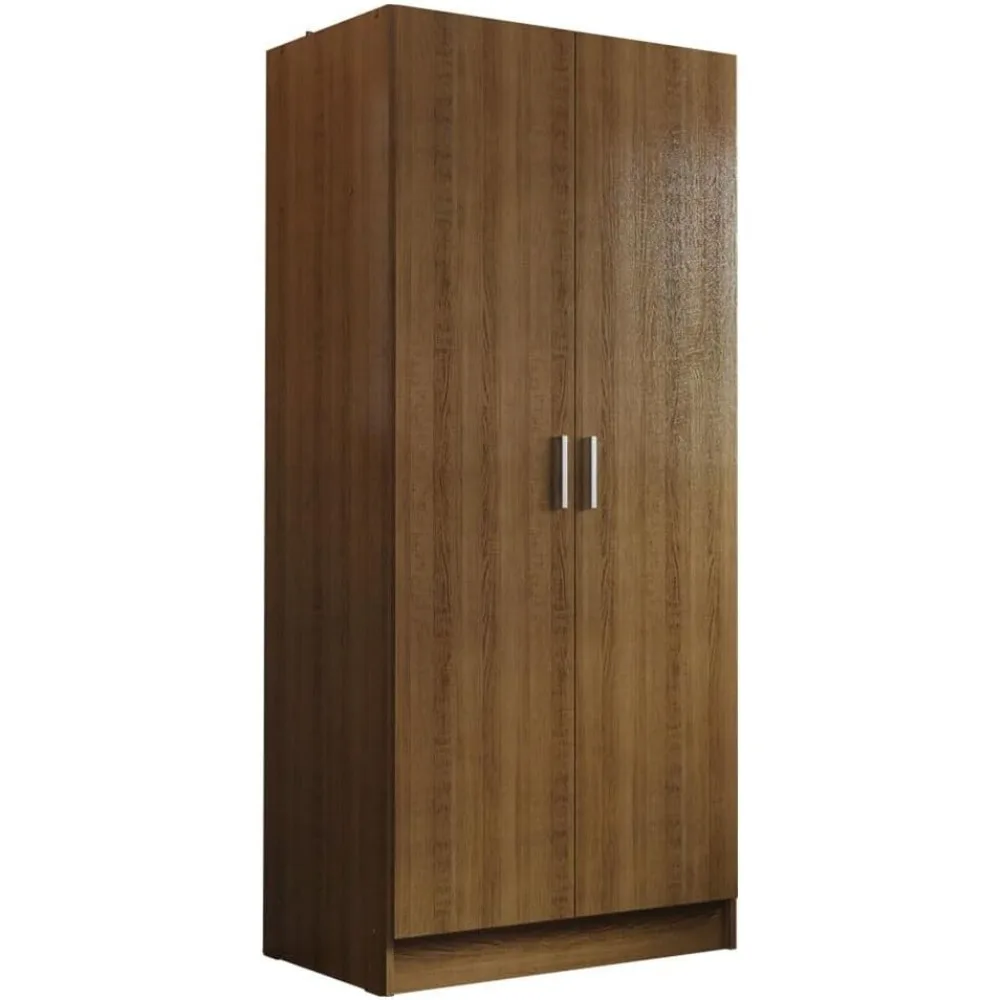 خزانة تخزين بنية ببابين مع أرفف واسعة، خزانة أدوات سعة 31 لترًا لتنظيم المدخل وغرفة النوم #1