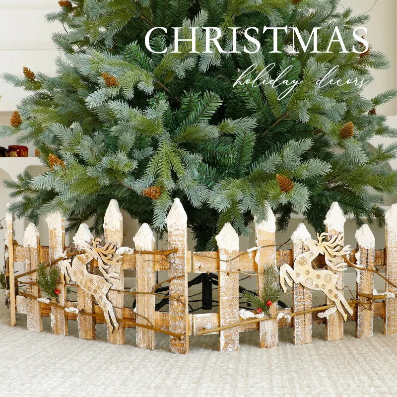

98/40cm Christmas Small Fence Rustic Style Wooden Desktop Scene Arrangement Shooting Props Small Fence