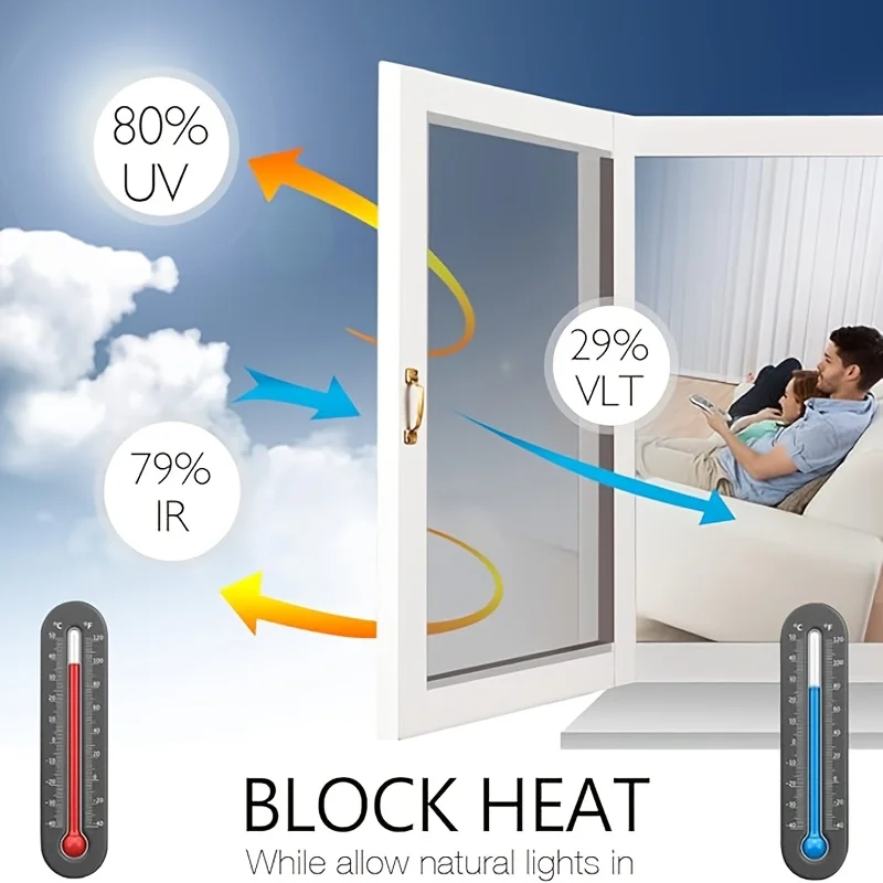 Glue Free One Way Mirror Window Film Removable Static Cling Heat Insulating Sun Shade Anti-Glare Privacy Glass Door Sticker