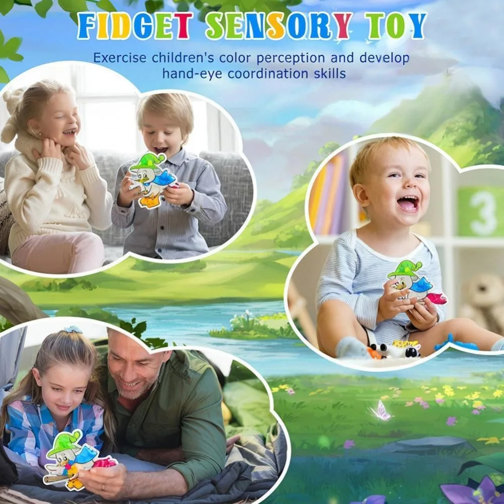 Juguetes sensoriales de clasificación de colores para niños pequeños, juguetes para aliviar el estrés, patos para apretar, habilidades motoras finas, juguetes de viaje Montessori de Pascua