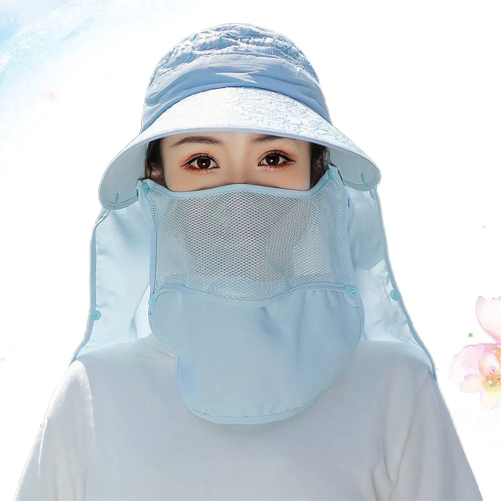 

Blue Summer Wide Brim Sun Hat Large Dome Creative Face Cover Sun Block Hat Fashionable Outdoor Vacation Accessories