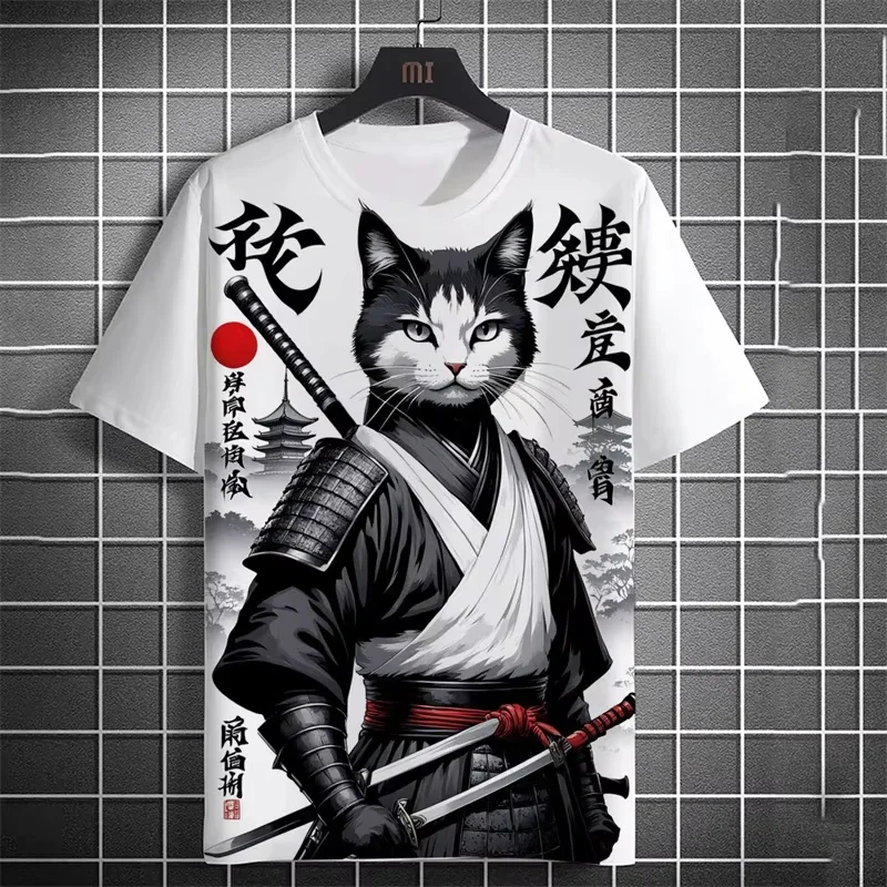 Fashion Japanese Ukiyo-e Cats Graphic T Shirts Summer Trend Short Sleeve Men Women 3D Printed T-shirt