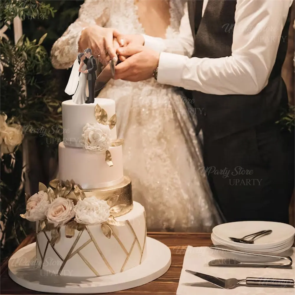 Hochzeitstorte Topper Romantische Paar Statue Braut und Bräutigam Figuren für Kuchen Dekorationen Verlobung Hochzeit Party Dekor Gastgeschenk – Detail 6