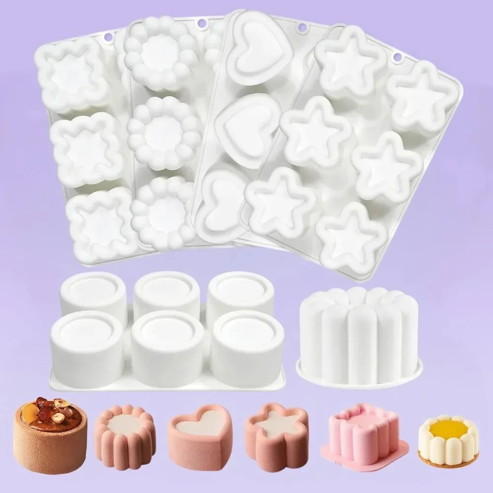 قوالب السيليكون للخبز، قوالب كعكة موس الشوكولاتة على شكل قلب زهرة، أكواب حلوى المعجنات القابلة لإعادة الاستخدام، كعكة الزفاف