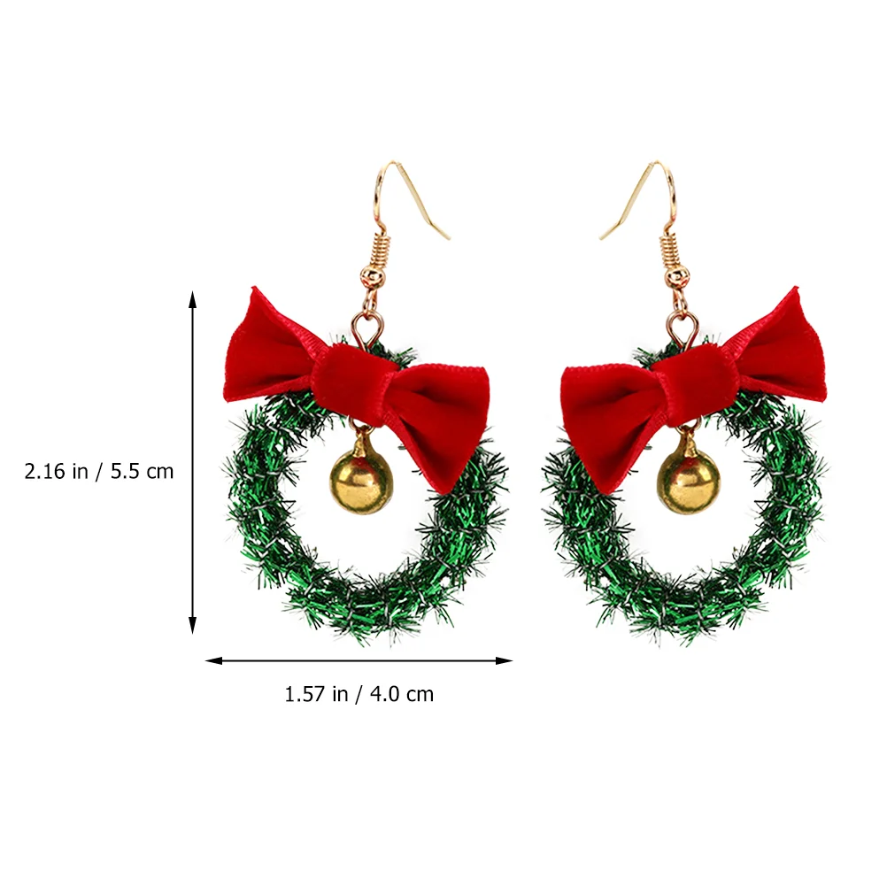 Garland Christmas Earrings Wreath European American Xmas Jewelry Golden Bell Dangle Miss