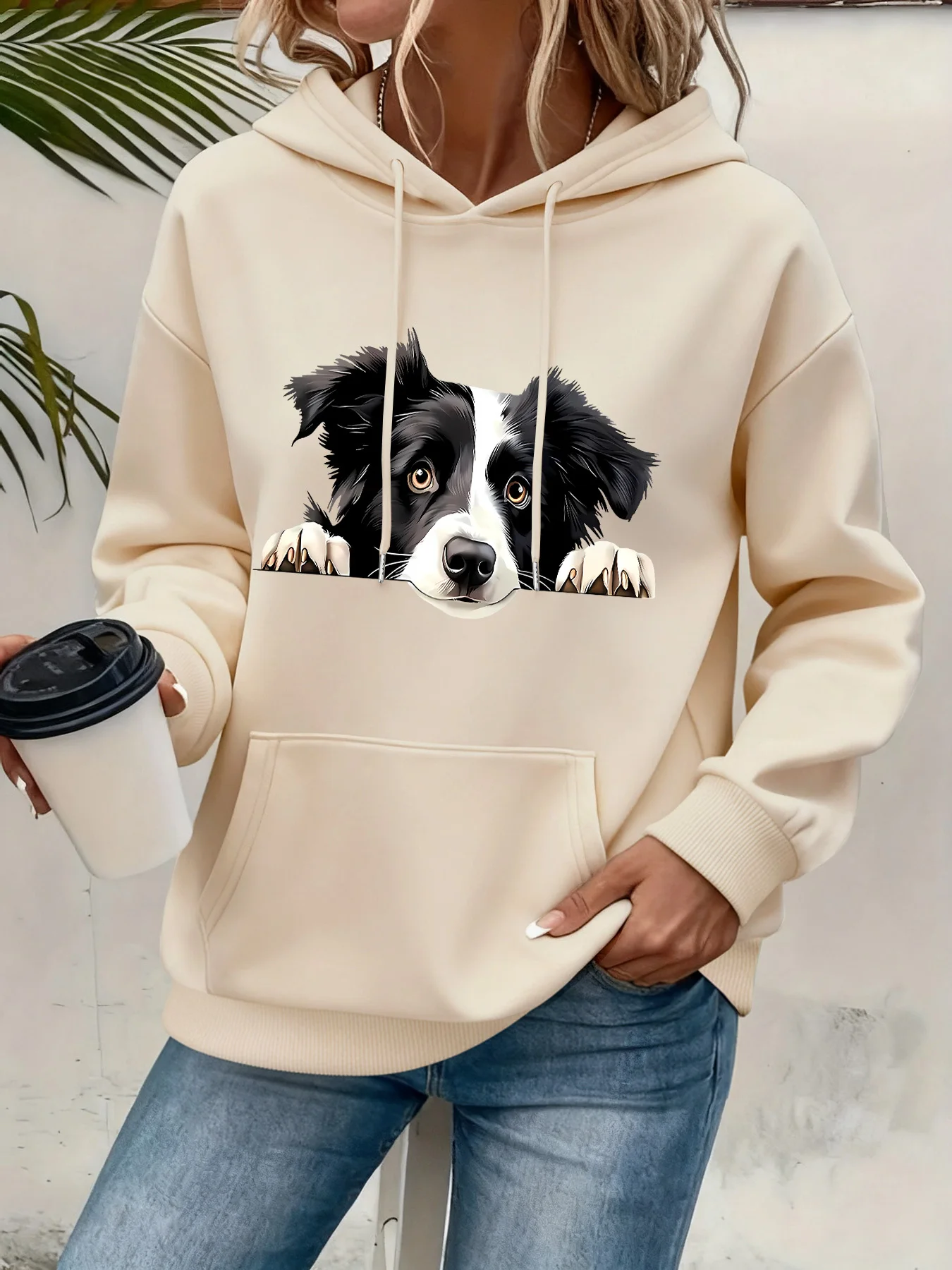 Lässiger Damen-Hoodie mit einem süßen Katzenmuster, Rundhalsausschnitt, langen Ärmeln, ideal für Herbst und Winter, um die Körpertemperatur zu regulieren, normaler Schnitt. – Detail 32