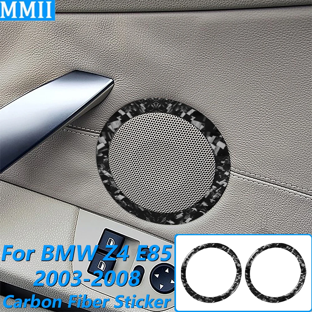 For BMW Z4 E85 E86 2003-2008 Forged Carbon Fiber Inner Door Speaker Audio Horn Frame Panel Cover Trim Car Accessories Sticker