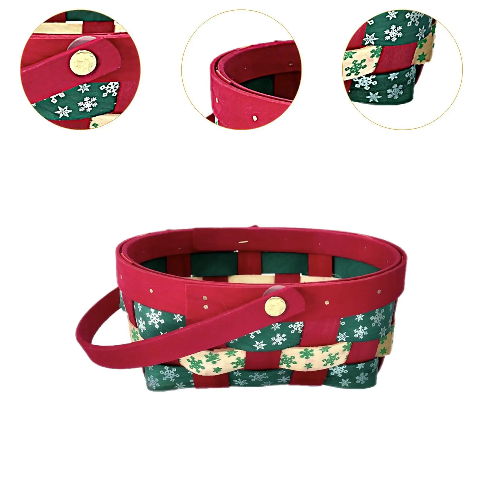 Cesta de regalo de Navidad, cesta de recuerdo de fiesta, suministros para fiestas, cesta de dulces reutilizable, adorno vacío, cesta de mano de Navidad multiusos