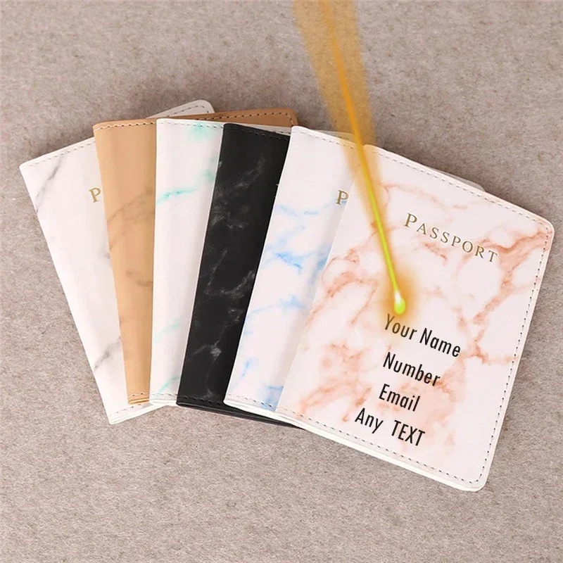 Laser Engraving Customize Name Women Men Passport Cover Personalized Gift Travel ID Credit Card Passport Holder Wallet Pouch