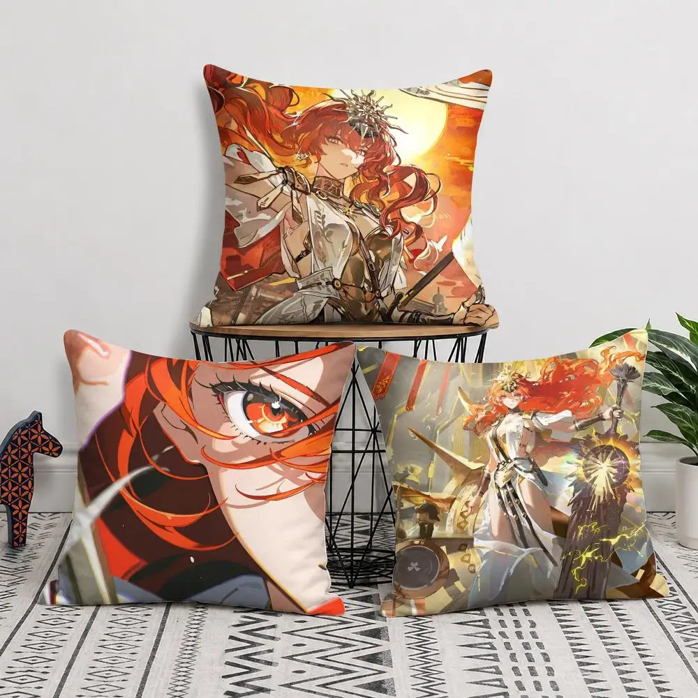 Augusta Wuthering Waves Cushion Cover Short Plush Soft Double-Sided Printing Pillow Case Cozy Sofa Bedroom Home Decor Gift