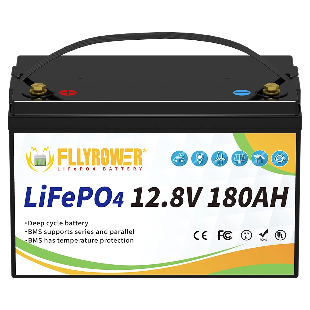 Fast Shipping！ 12V 180Ah 2160Wh LiFePO4 Deep Cycle Battery with BMS for Camp Power Supply Solar RV Boat EU Stock