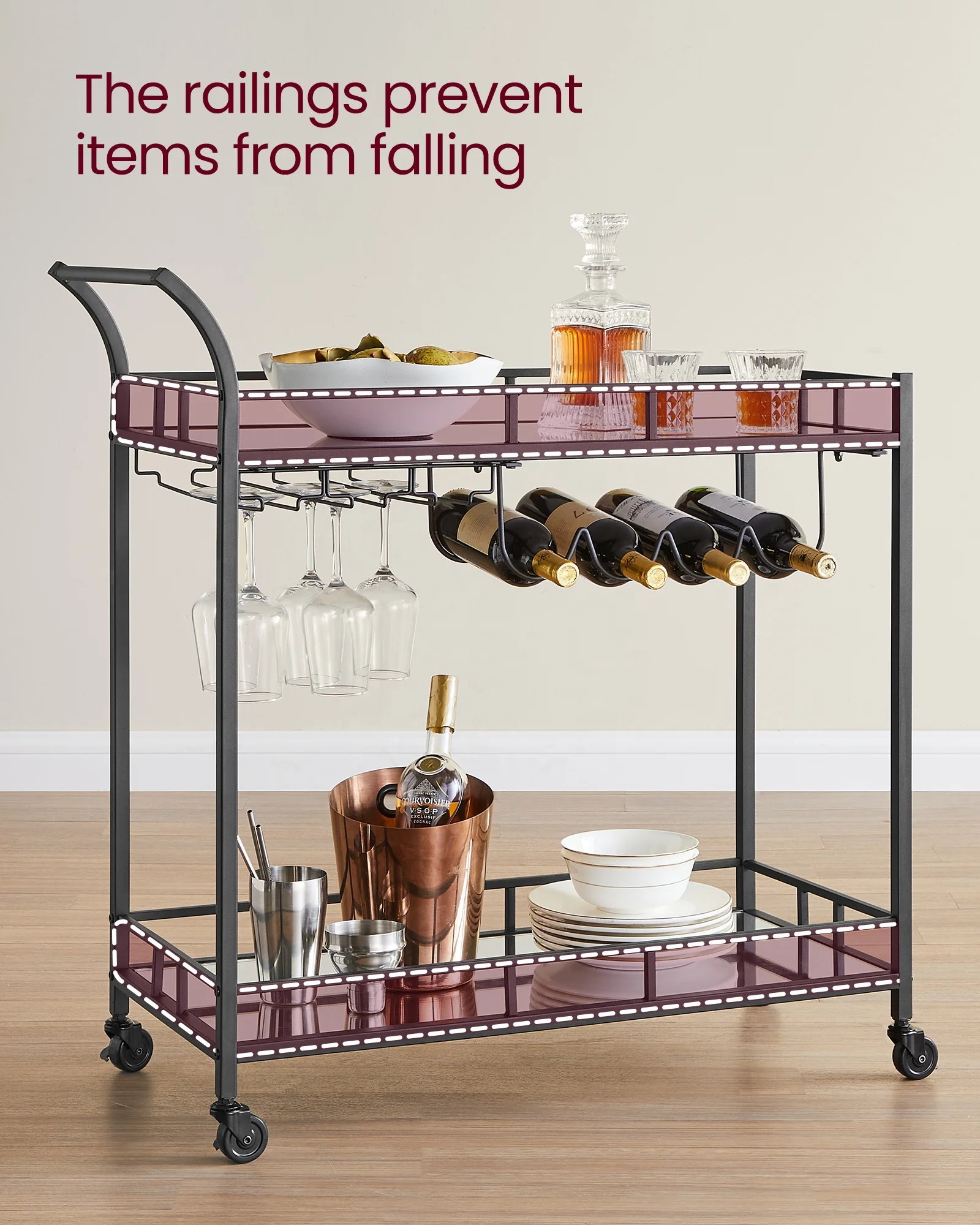 Kitchen Cart Rack drinks serving trolley bar cart for hotel restaurant wedding party