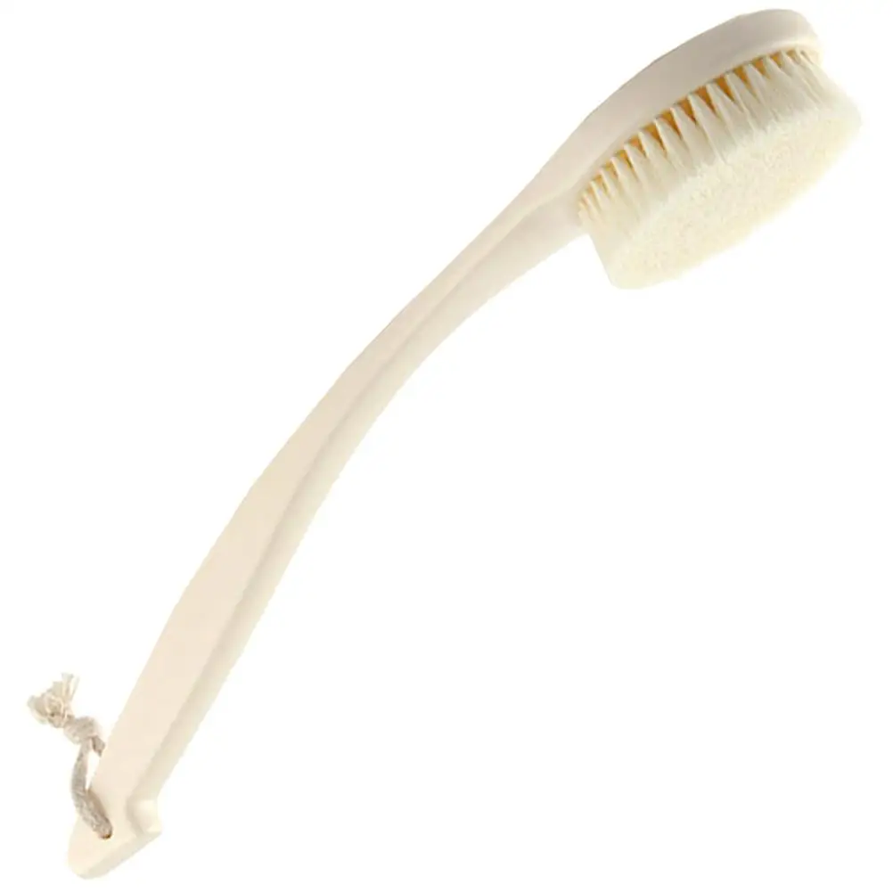 

Exfoliating Bath Shower Brush Scrubber Exfoliator Back Handle White Plastic Long for