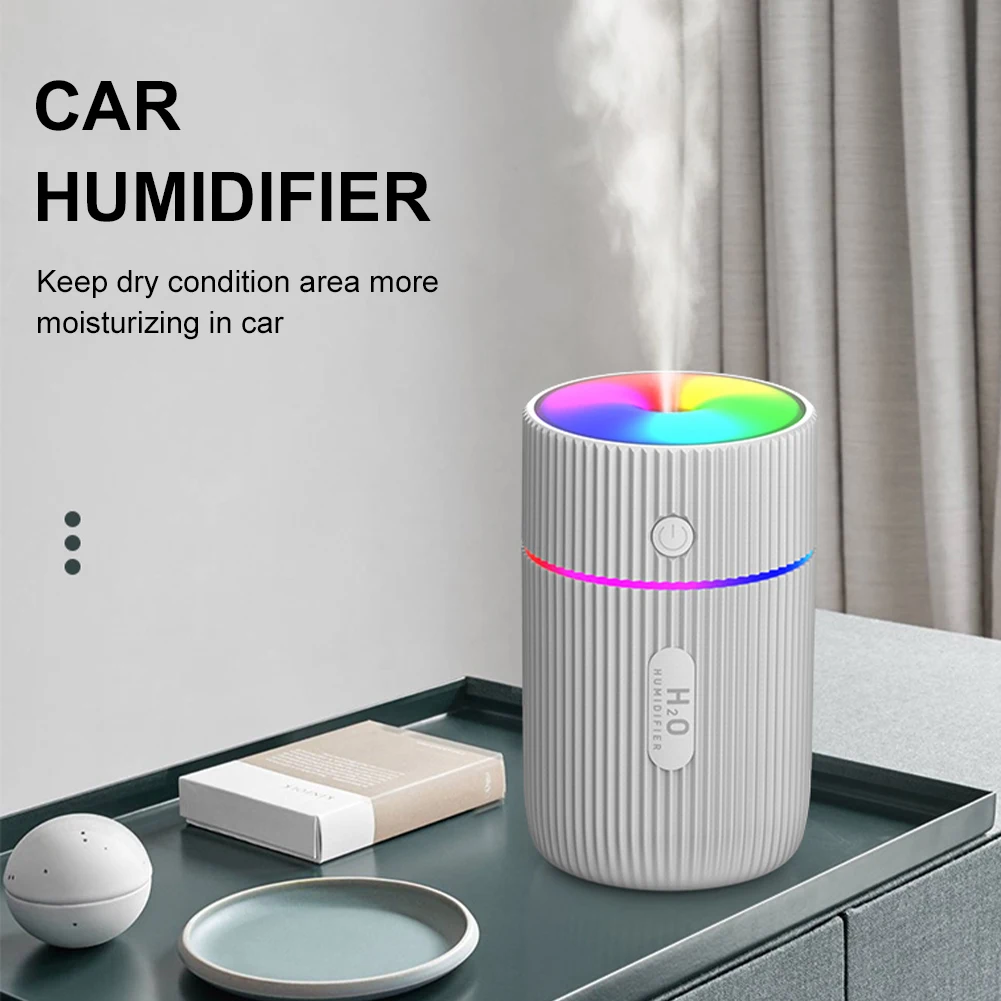 Car Air Humidifier Mini Portable Air Freshener with LED Night Light 2 Modes USB Oil Diffuser for Home Car Interior Accessories