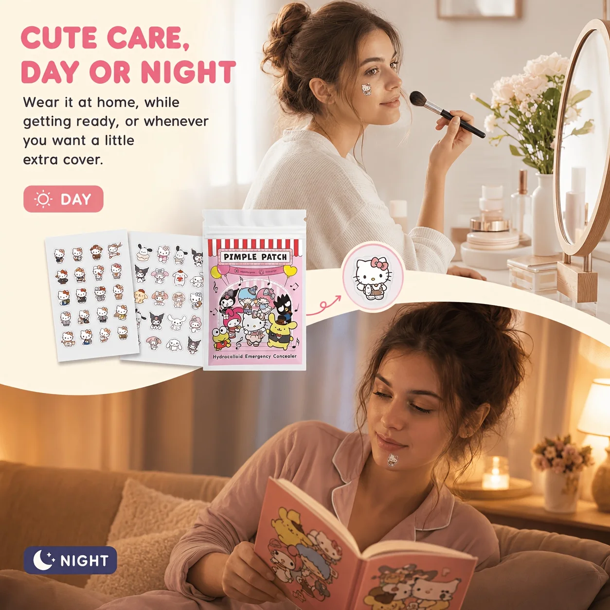 40/120PCS Hello Kitty acne patch, hydrogel acne patch, decorative concealer sticker,  suitable for all skin types - view 5