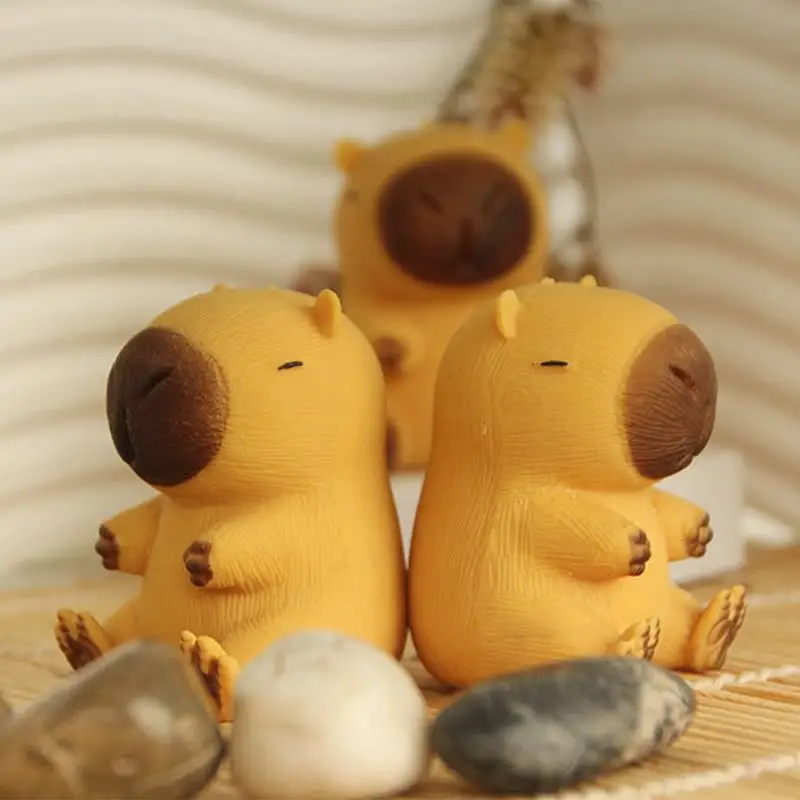 아이들을위한 짜기 장난감 Capybara 고무 짜기 모델 데스크탑 장식 느린 리바운드 꼬집는 장난감