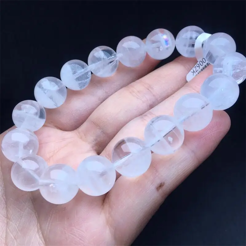 

12MM Natural White Garden Quartz Bracelet Handmade Women Healing Gemstone Crystal Strand Lovers Girlfriend 1PCS