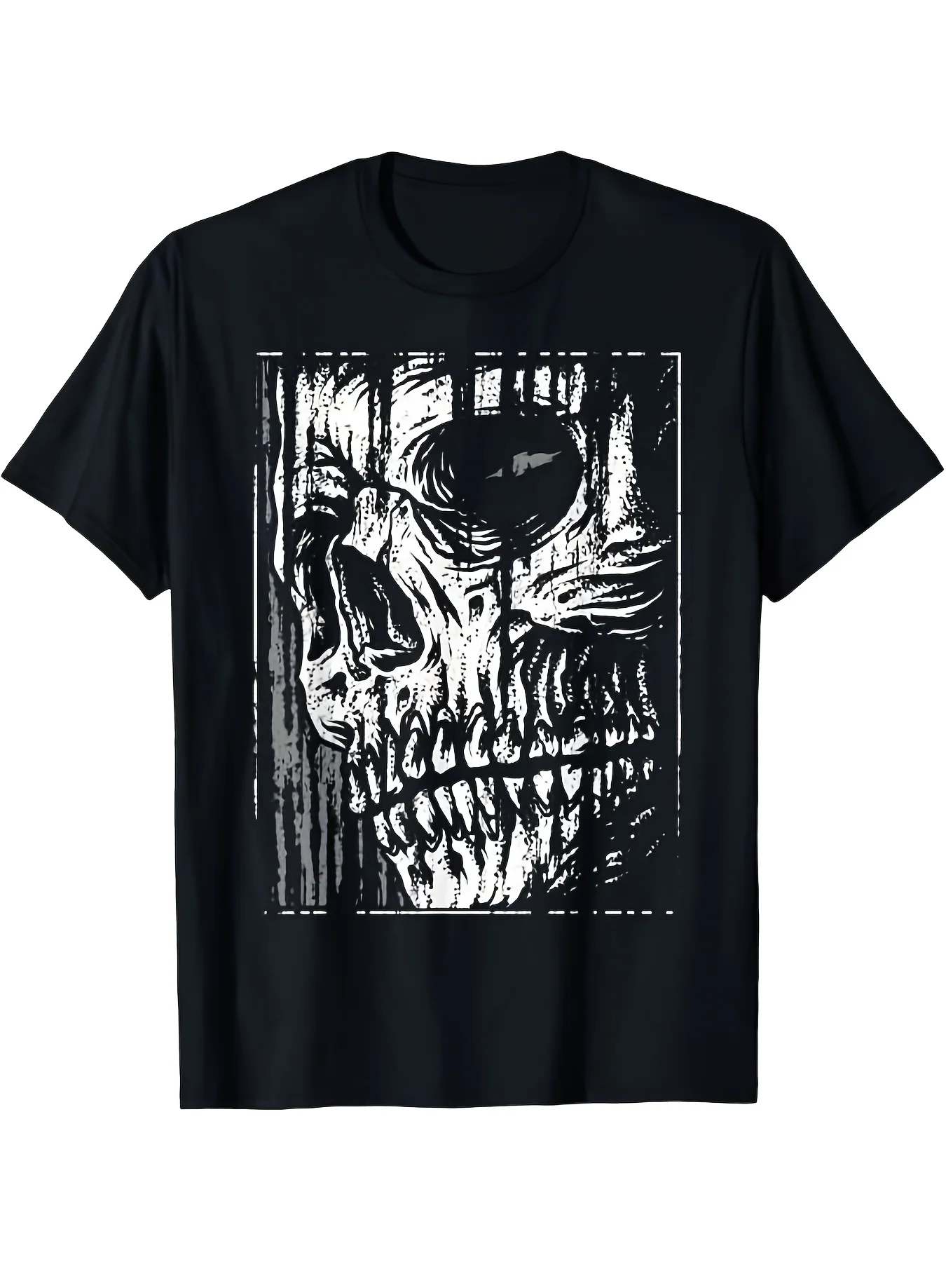 Gothic Skull Print Dark Art Grunge Occult Horror Graphic T-Shirt 100% Cotton O-Neck Short Sleeve Summer Casual Mens T-shirt