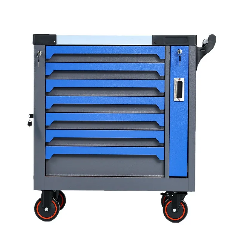 Lockable 7 Drawer Rolling Tool Cabinet, Thickened Heavy Duty Trolley, Mobile Hardware Organizer for Garage Maintenance