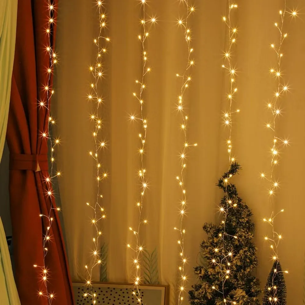 1PC 3M*3M 1000LED USB Powered Firecracker Curtain Light with Remote Control, 8 Lighting Modes, Christmas Indoor Home Decoration