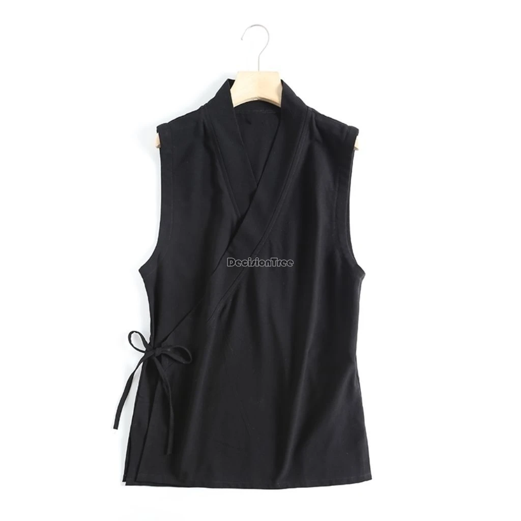2026 chinese traditional one-piece lace-up sleeveless v-neck daily hanfu inner vest cross collar women men hanfu robe large size