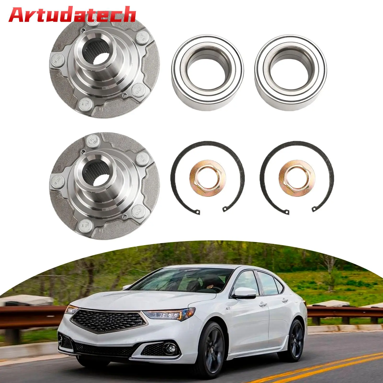 Artudatech 2x Front Wheel Hub Bearing Kits For Honda Accord 2013-2017