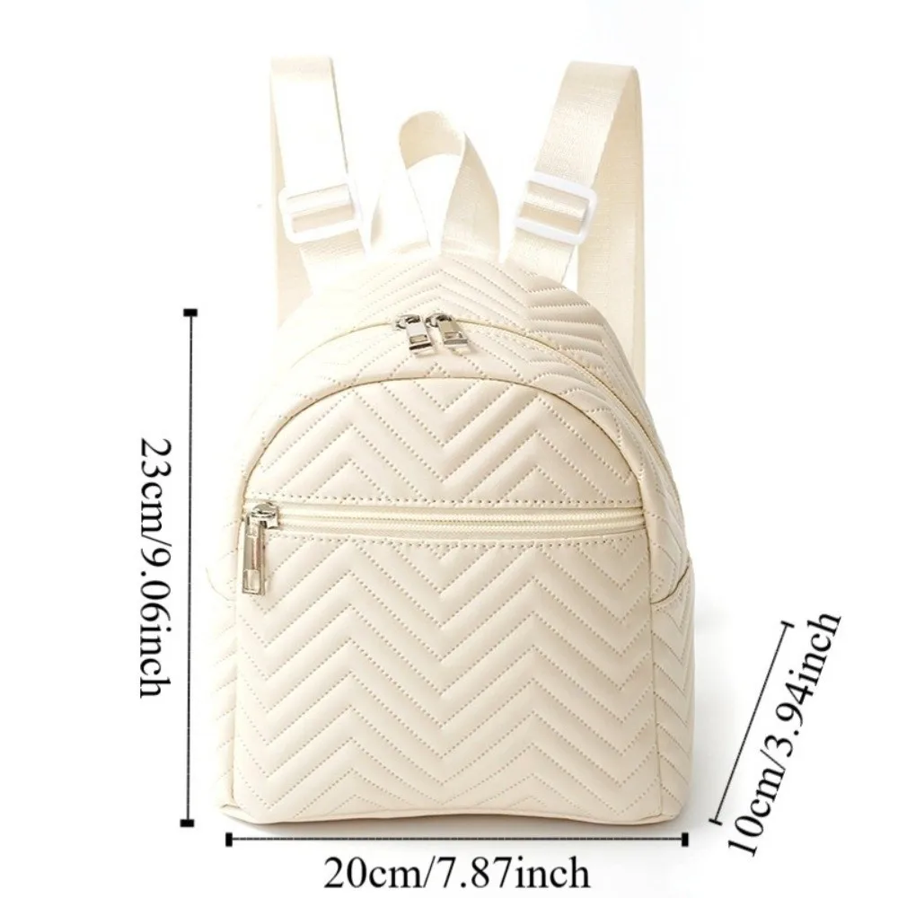 Zaino a righe triangolari in stile coreano semplice Zaino quadrato elegante in pelle PU con cerniera Tinta unita Mini borsa per bambini Studenti