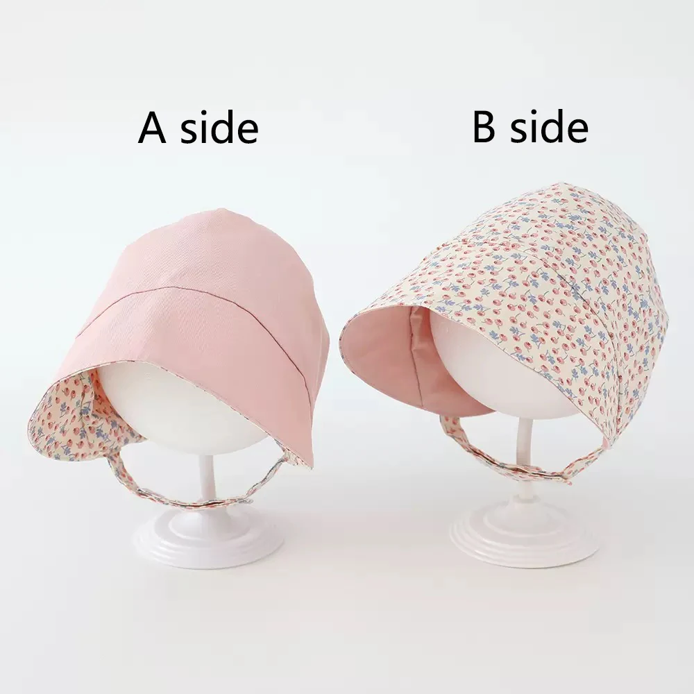 

Korean Style Dual-Sided Cute Floral Baby Sun Hat Spring New Arrival Infant Toddler Outing Large Brim Court Hat for 1-3 Years Old