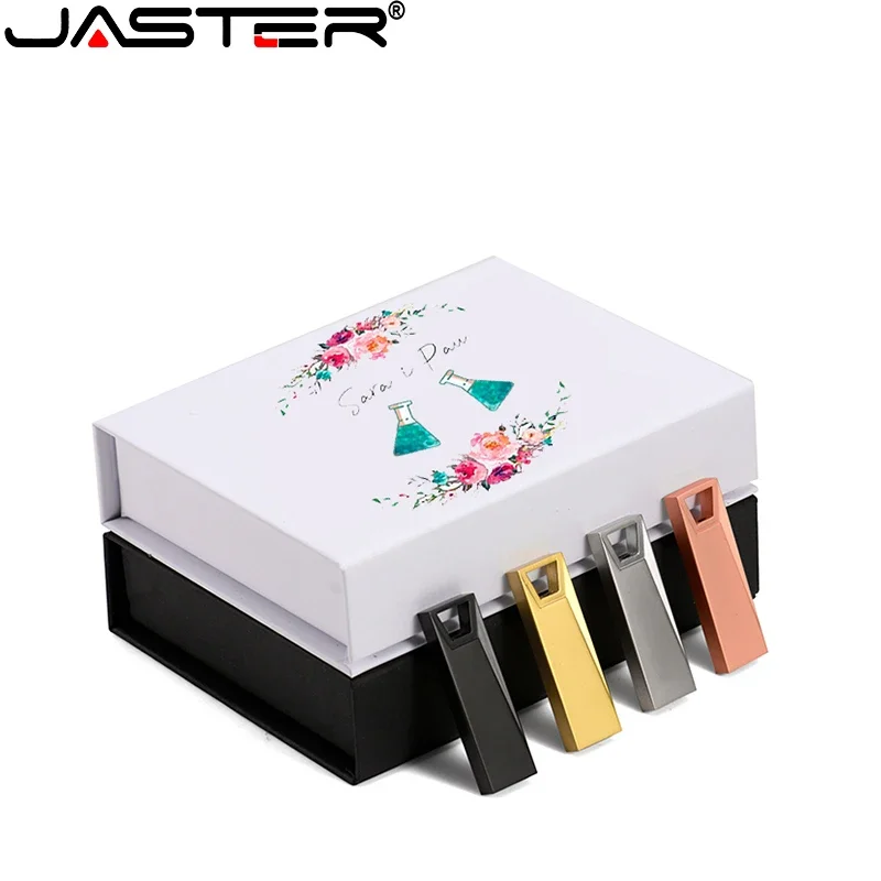 

JASTER Business Gift Pen Drive 128GB Custom Made USB Flash Drive 64GB Silver U Disk 32GB Real Capacity USB Stick 16GB 8GB 4GB