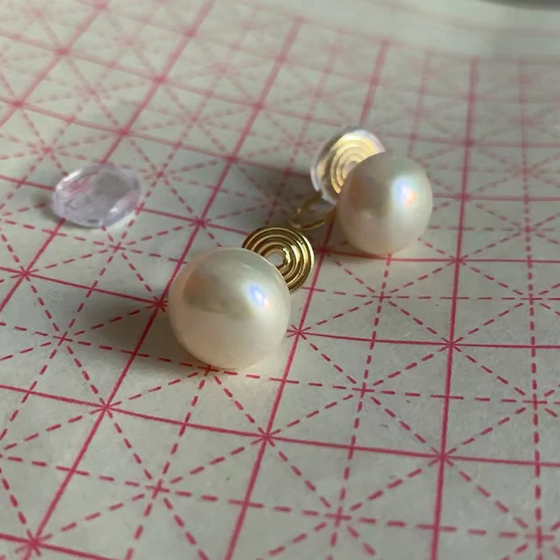 GRACE JUN 12MM Freshwater Pearls Stud Clip on Earrings No Pierced Cuff Earring Mosquito Coil Fake Piercing Ear Clip New Arrival