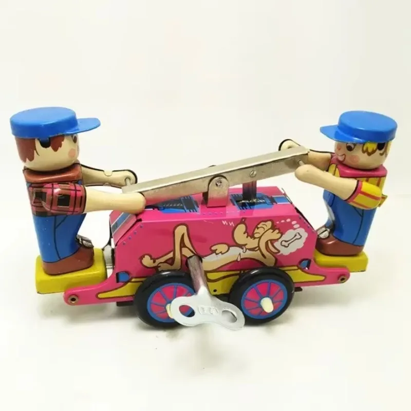 Giocattolo a orologeria con leva in latta per auto, camion ferroviario, lavoratori, collezione classica divertente, giocattoli meccanici da passeggio in metallo retrò, regalo per bambini