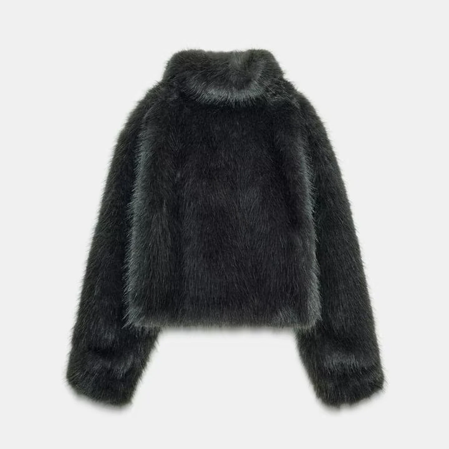 Z Women's Faionable Artificial Fur Coat with Rope Knot Bule Ele Sle Long Sve Loose Fit  Color