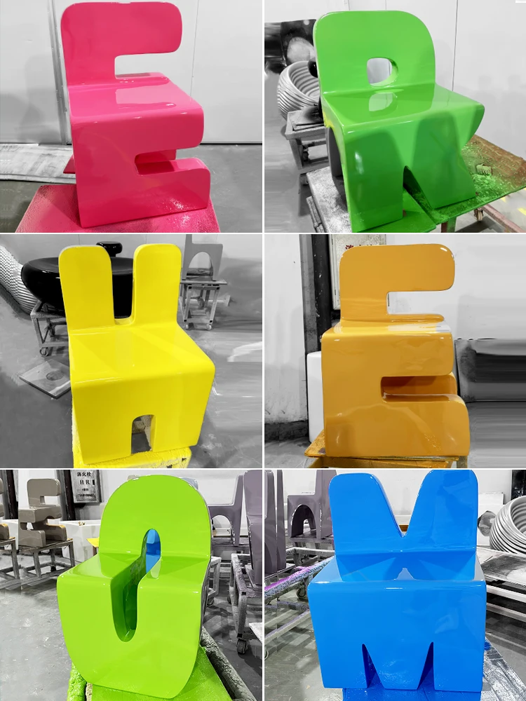 Creative letter stools for fiberglass outdoor schools