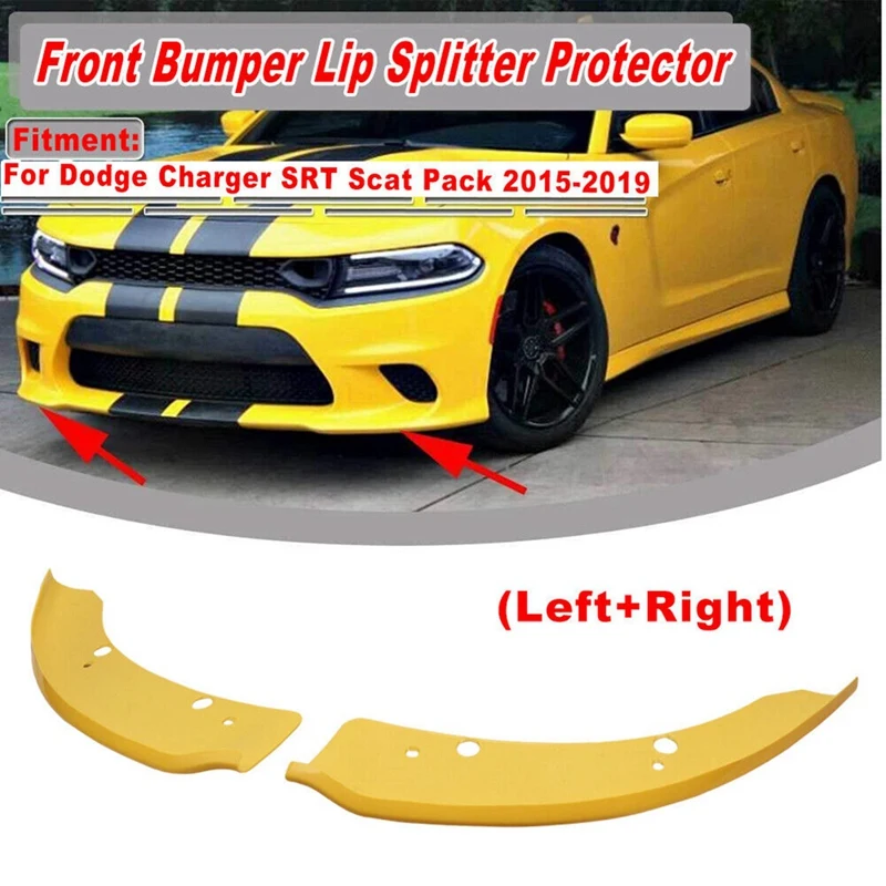 1 Pair Front Bumper Lip Splitter Spoiler Protector Yellow For Dodge Charger SRT Scat 68327084AA 68327085AA