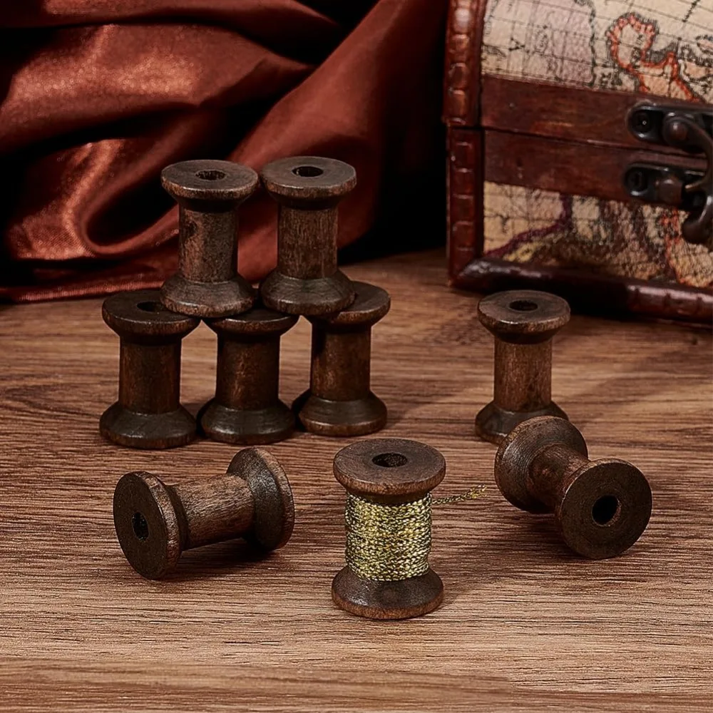 30Pcs Antique Wooden Empty Spools, 1.18\