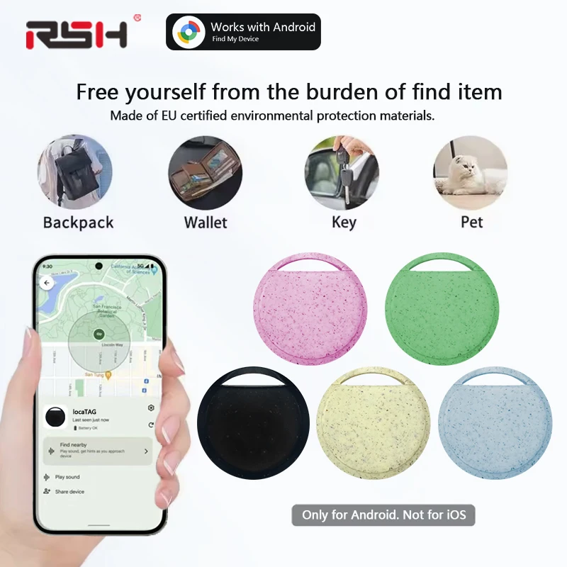 

New Low carbon material Smart tag, Works for Android Google Find My, GPS global anti-lost tracker,for keys pets suitcase items