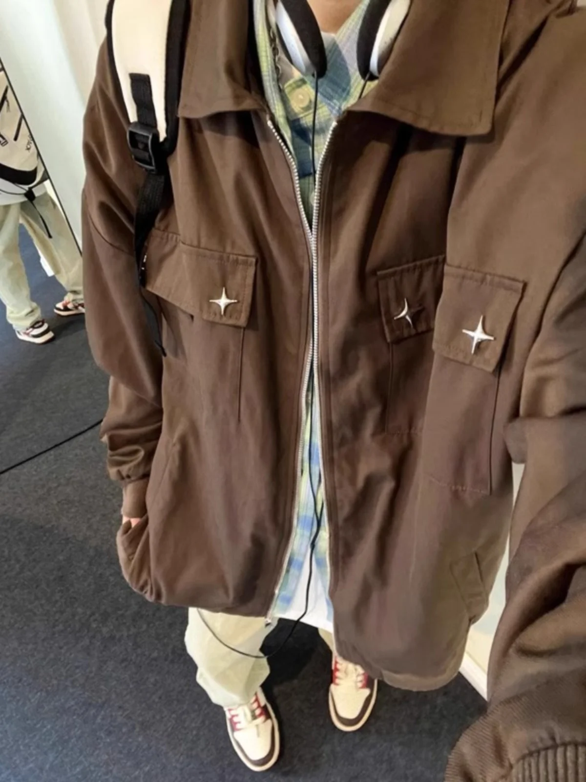 

Cleanfit Men's Spring Autumn Workwear Jaet American Retro Detroit Pilot Sle High Street Cool Faionable Outerwear