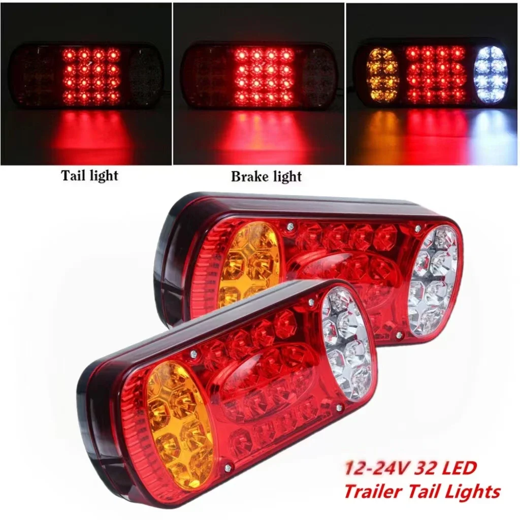 

1/2PCS 12V -24V LED Rear Stop Light Brake Indicator Lamp For Truck Trailer Van Caravan RV 32LED Warning Rear Tail Light