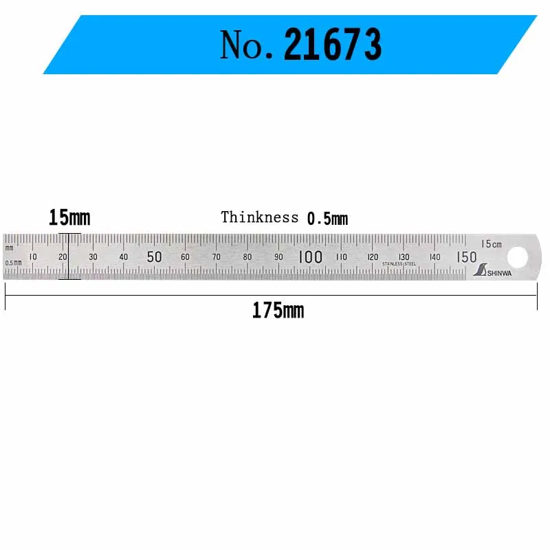 SHINWA Steel Ruler Stainless Steel Ruler Thickened Scale Steel Plate 15 30 60 100cm 21673