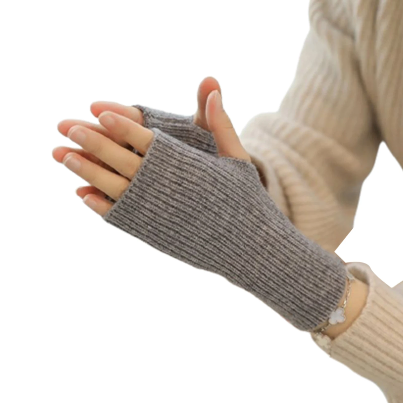 

Cold Weather Fingerless Gloves Stretchy Knit Comfortable Gloves Anti Slip Gloves for Women Men Driving